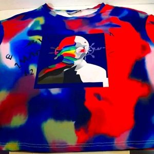 Plus Drop Shoulder Vibrant Tie Dye Graphic Tee